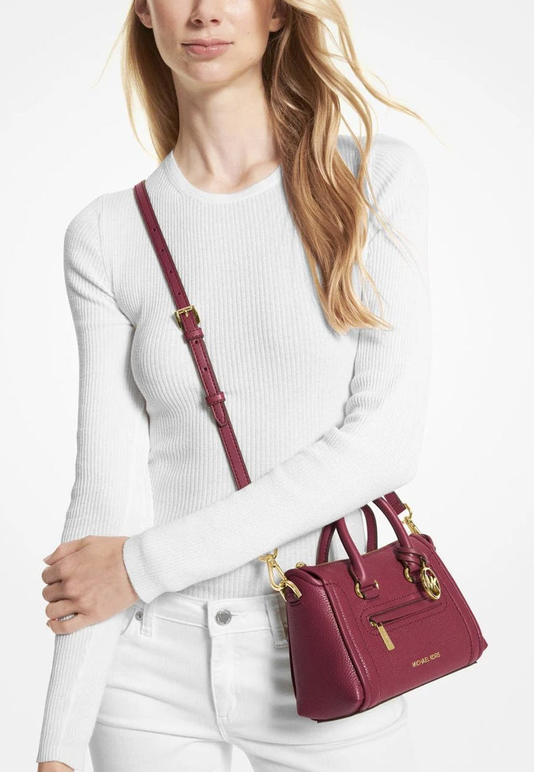 Michael Kors Carine Extra-Small Pebbled Leather Satchel - Mulberry