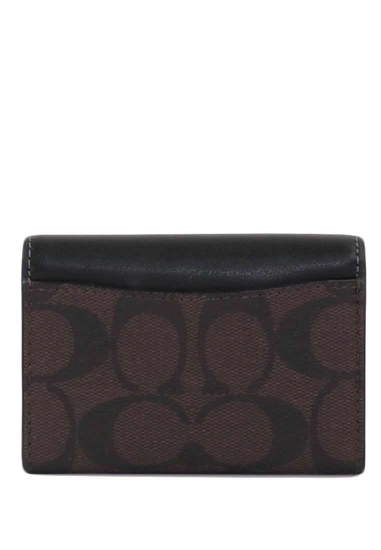 Coach Flap Card Case In Signature Canvas - Dark Brown