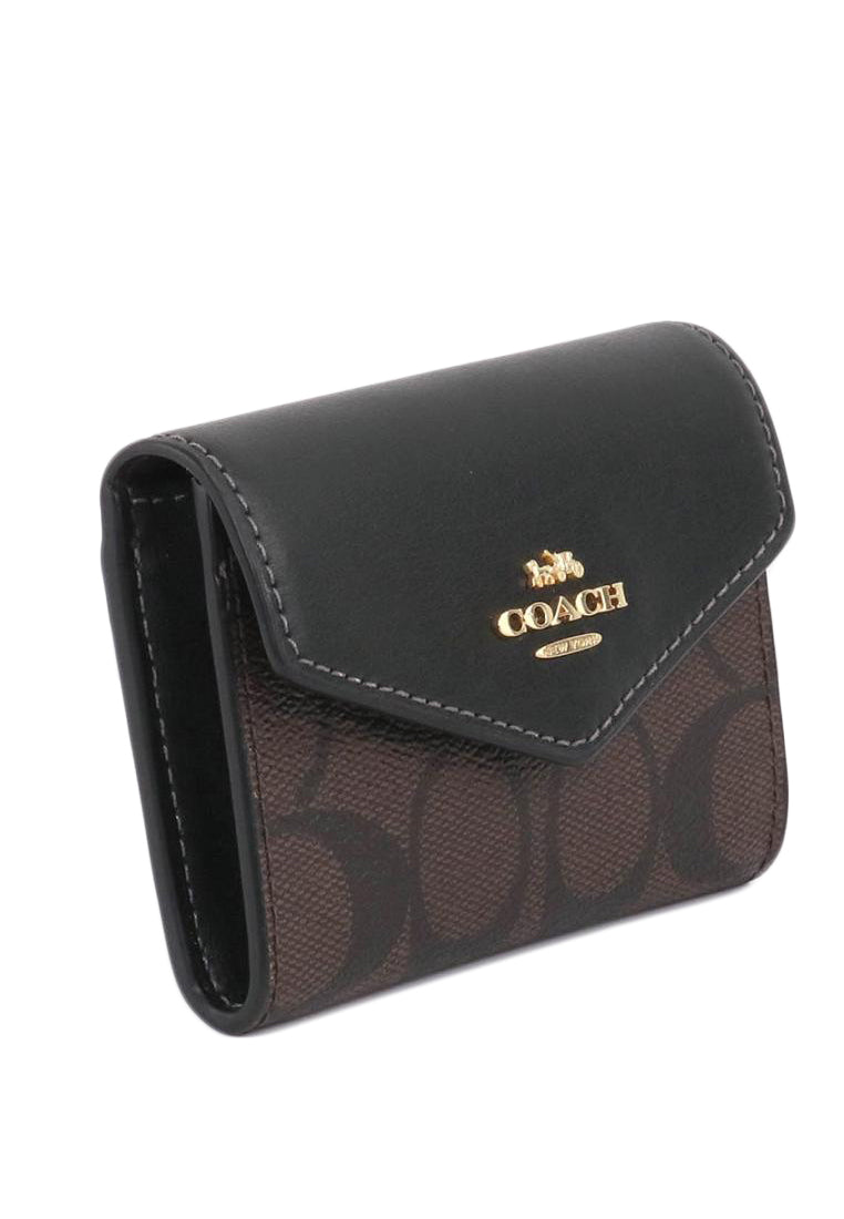 Coach Flap Card Case In Signature Canvas - Dark Brown