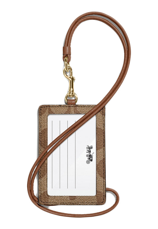 Coach ID Lanyard In Signature Canvas - Brown