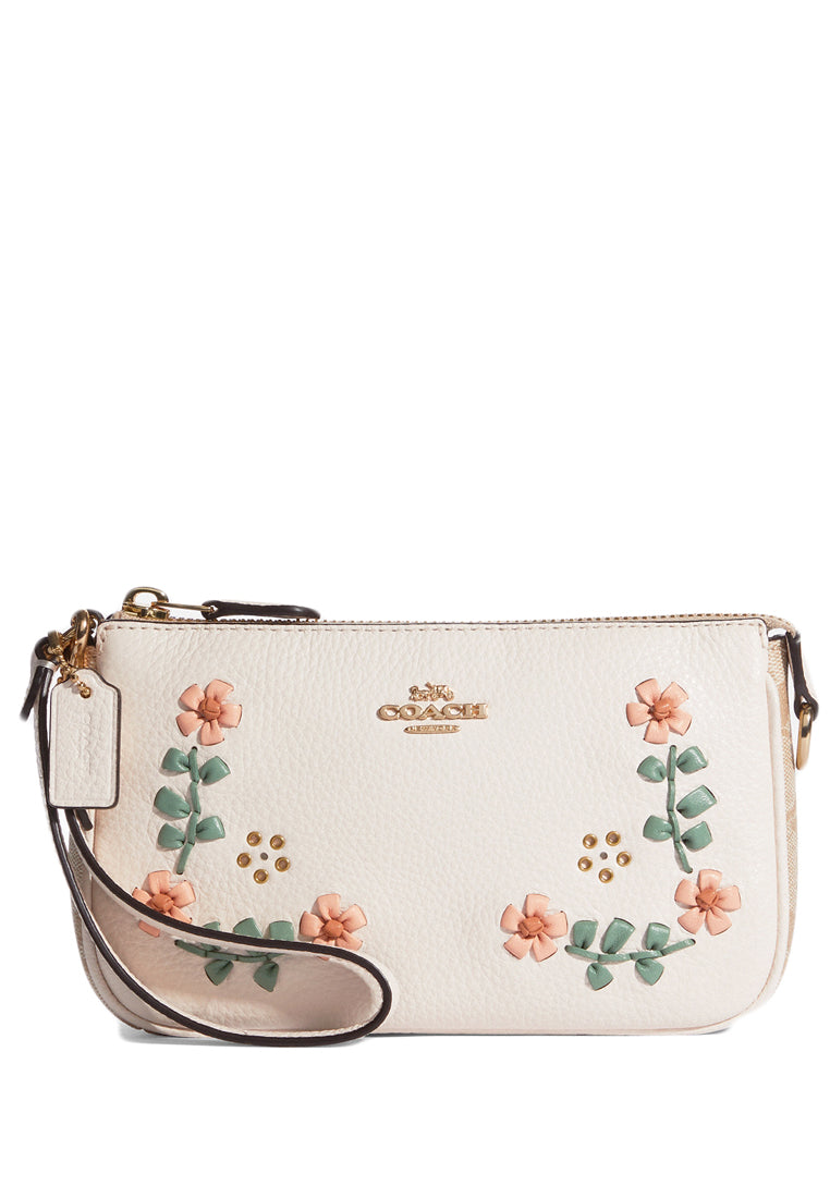 Coach Nolita 19 In Signature Canvas With Floral Whipstitch - White