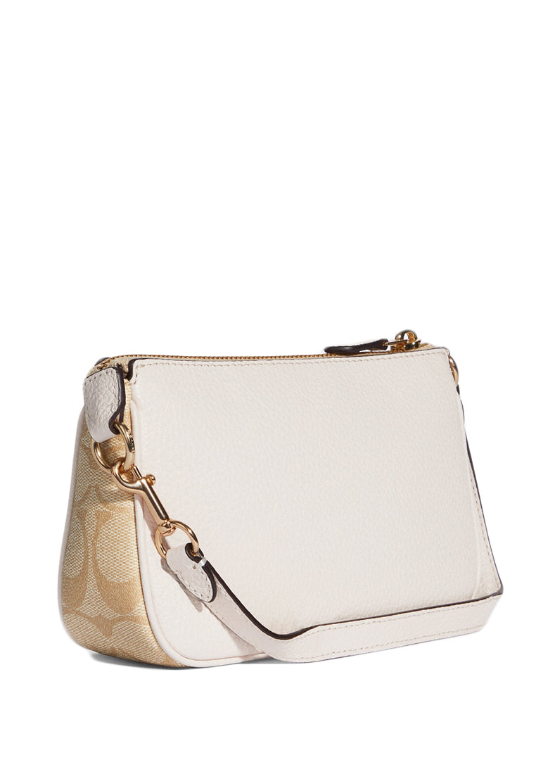 Coach Nolita 19 In Signature Canvas With Floral Whipstitch - White