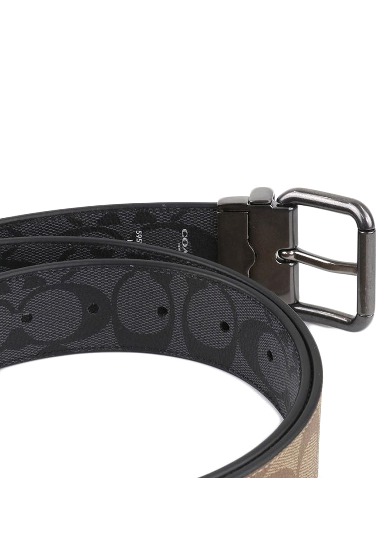 Coach Mens Roller Buckle Cut-To-Size Reversible Belt 38MM - Brown