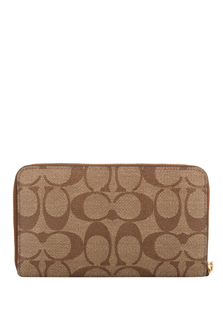 Coach Medium ID Zip Wallet In Signature Canvas - Brown