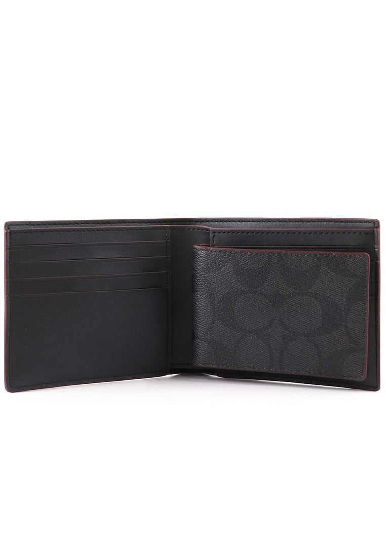 Coach Compact ID Wallet In Signature Canvas - Black