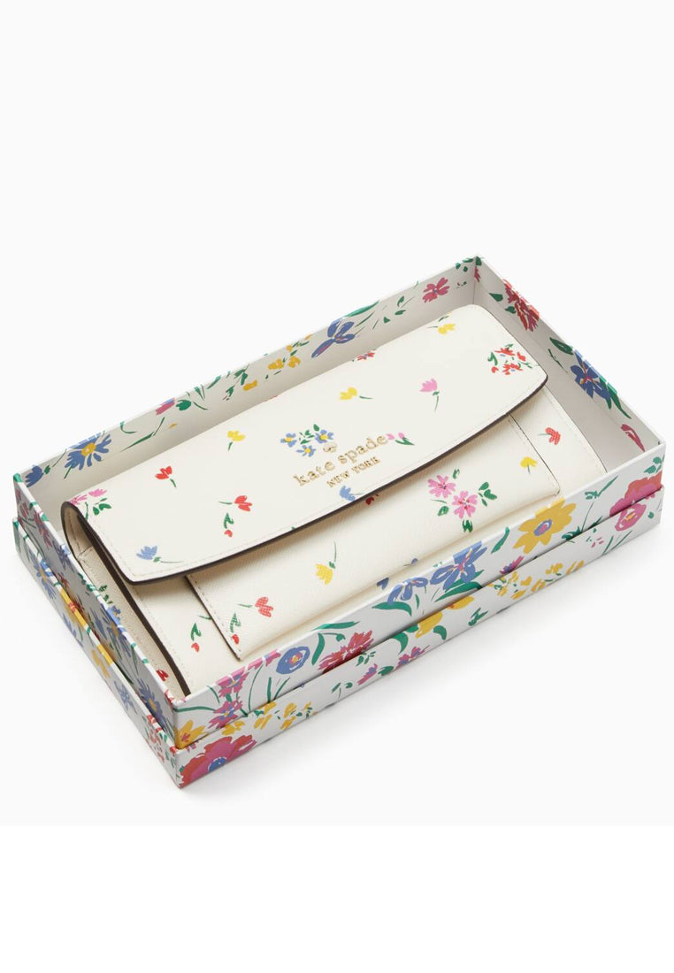 Kate Spade Staci Garden Bouquet Boxed Large Wallet Card Case - White