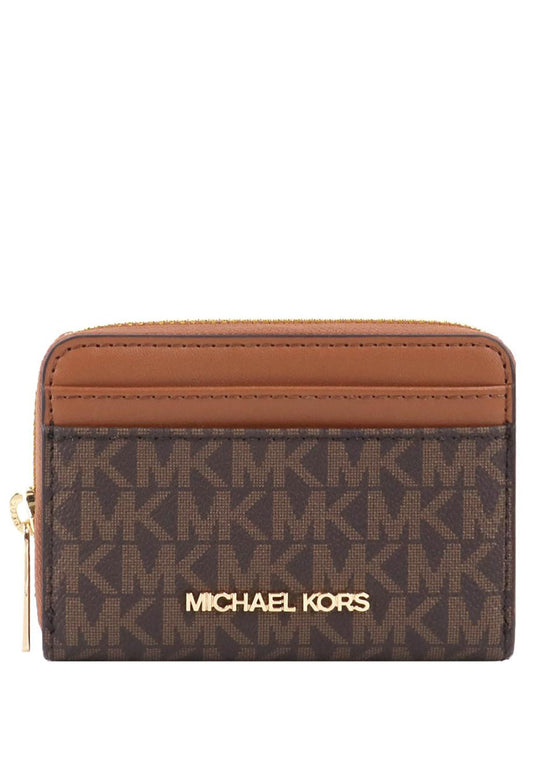 Michael Kors Jet Set Travel Signature Medium Zip Around Card Case - Brown