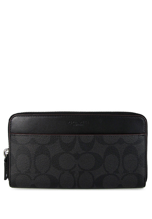 Coach Mens Accordion Wallet In Signature Canvas - Black