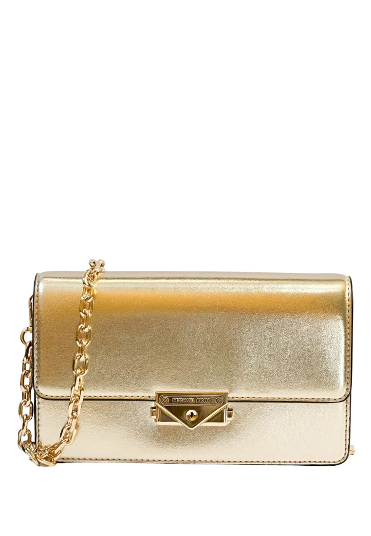 Michael Kors Cece Medium Metallic Faux Leather Clutch Bag - Pale Gold