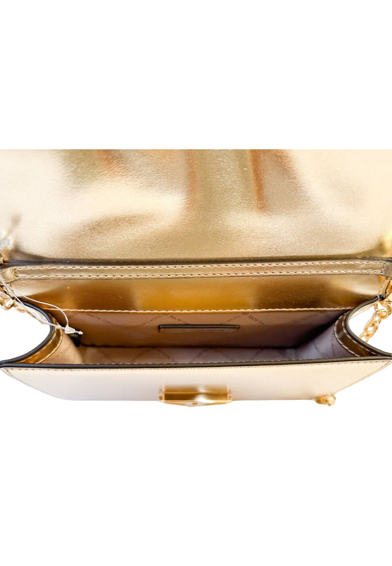 Michael Kors Cece Medium Metallic Faux Leather Clutch Bag - Pale Gold