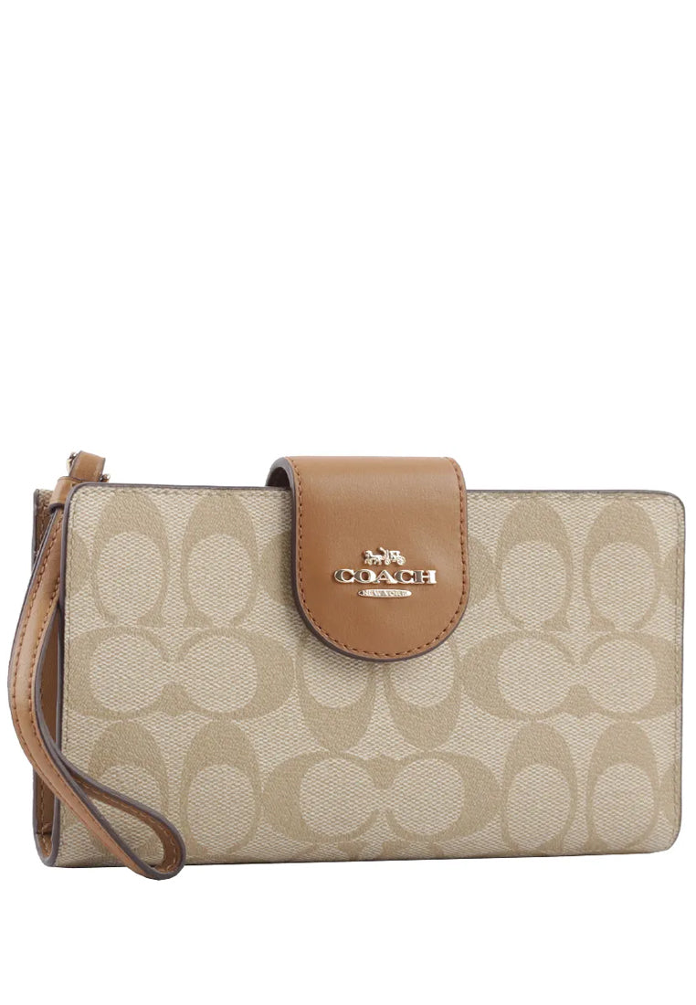 Coach Tech Wallet In Colorblock Signature Canvas - Light Brown