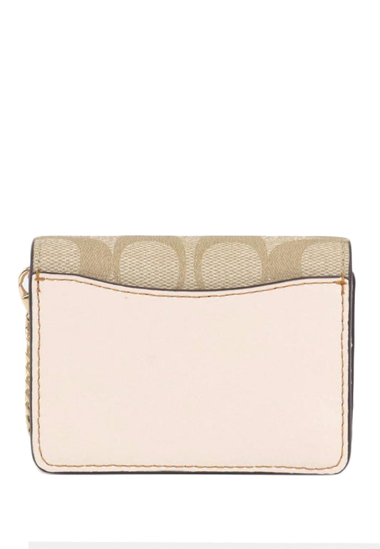 Coach Mini Wallet On A Chain In Signature Canvas With Floral Applique - Light Brown