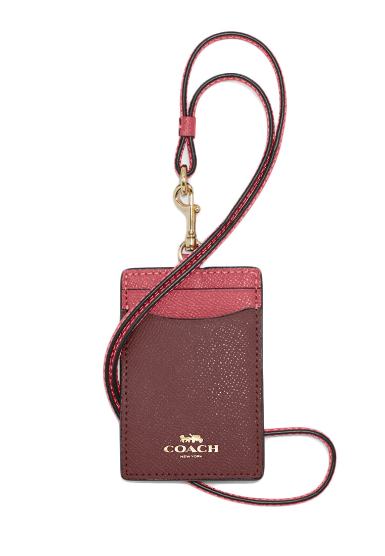 Coach ID Lanyard In Colorblock - Wine/Watermelon