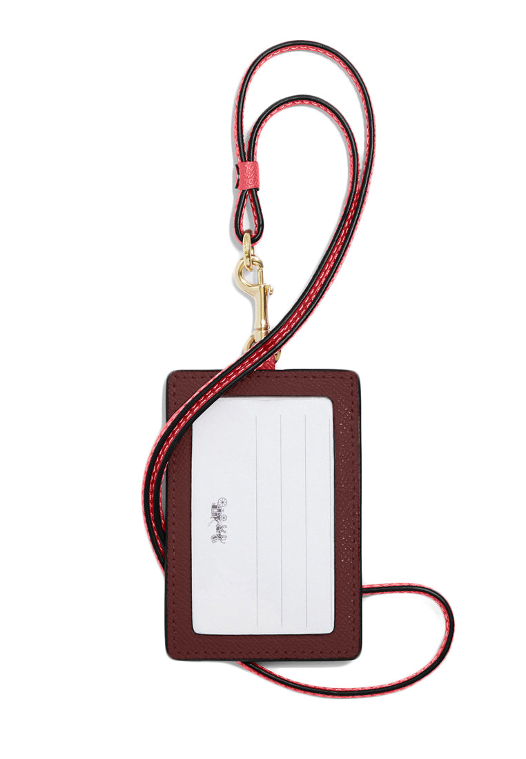 Coach ID Lanyard In Colorblock - Wine/Watermelon