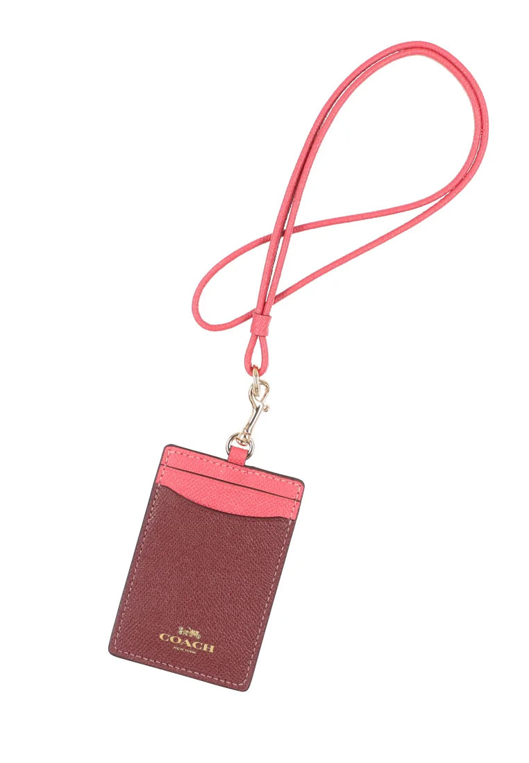 Coach ID Lanyard In Colorblock - Wine/Watermelon