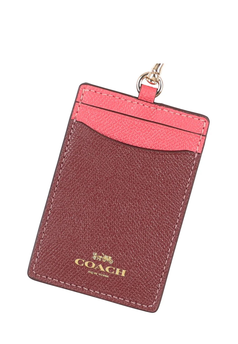 Coach ID Lanyard In Colorblock - Wine/Watermelon