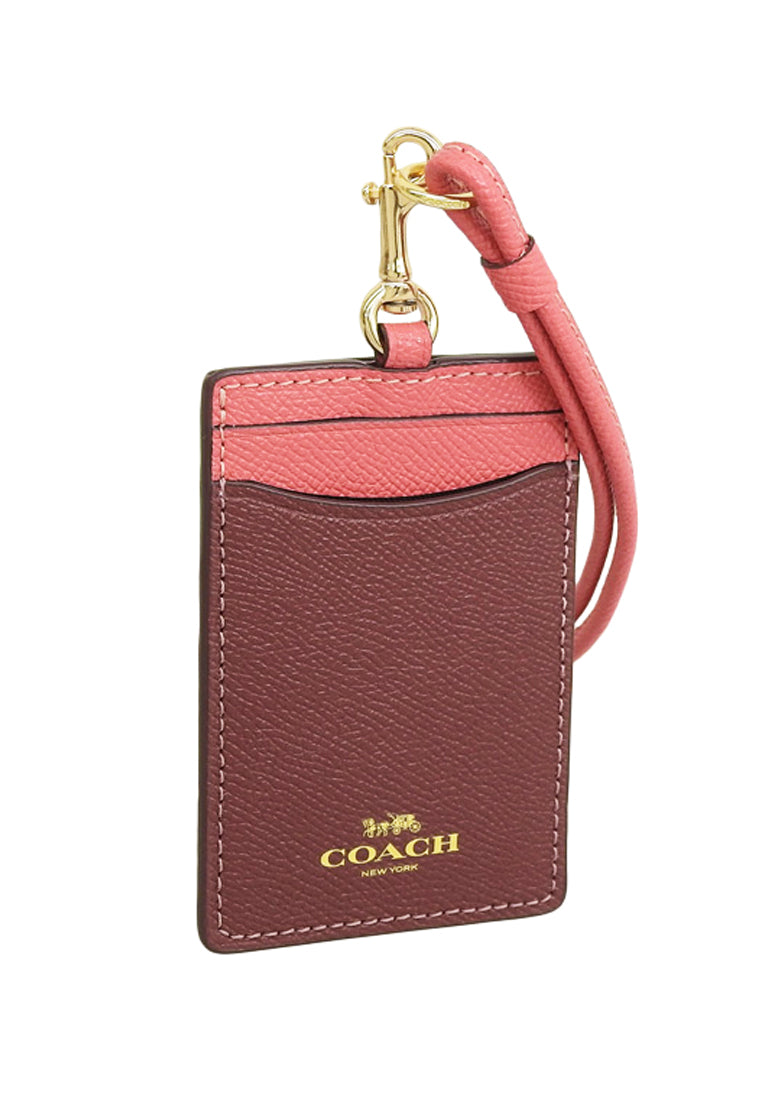 Coach ID Lanyard In Colorblock - Wine/Watermelon