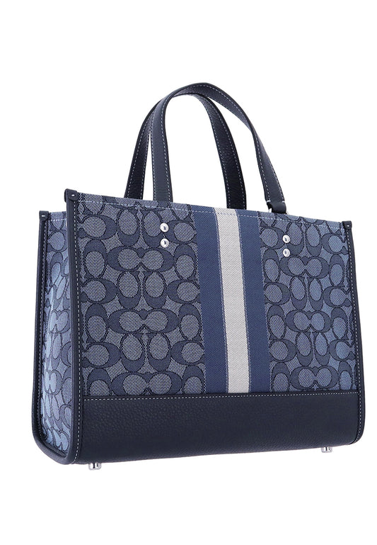 Coach Dempsey Carryall In Signature Jacquard With Stripe And Coach Patch - Denim