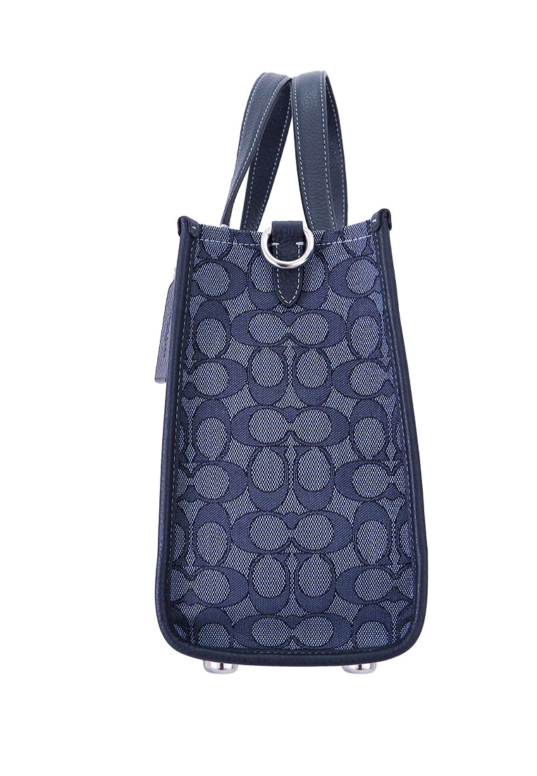 Coach Dempsey Carryall In Signature Jacquard With Stripe And Coach Patch - Denim