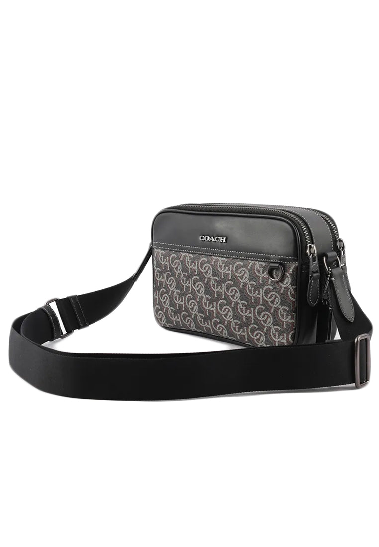 Coach Mens Graham Crossbody With Signature Monogram Print - Black