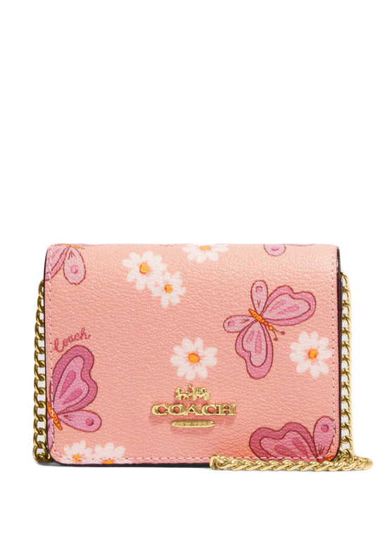 Coach Mini Wallet On A Chain With Lovely Butterfly - Shell Pink