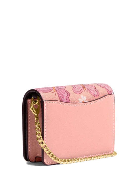 Coach Mini Wallet On A Chain With Lovely Butterfly - Shell Pink