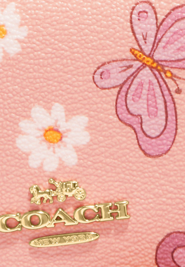 Coach Mini Wallet On A Chain With Lovely Butterfly - Shell Pink