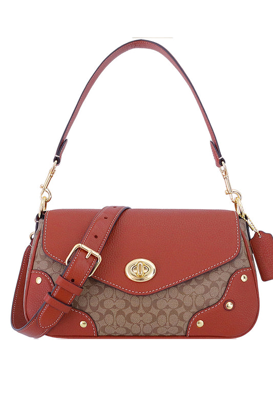 Coach Millie Shoulder Bag In Colorblock Signature Canvas - Brown/Terracotta