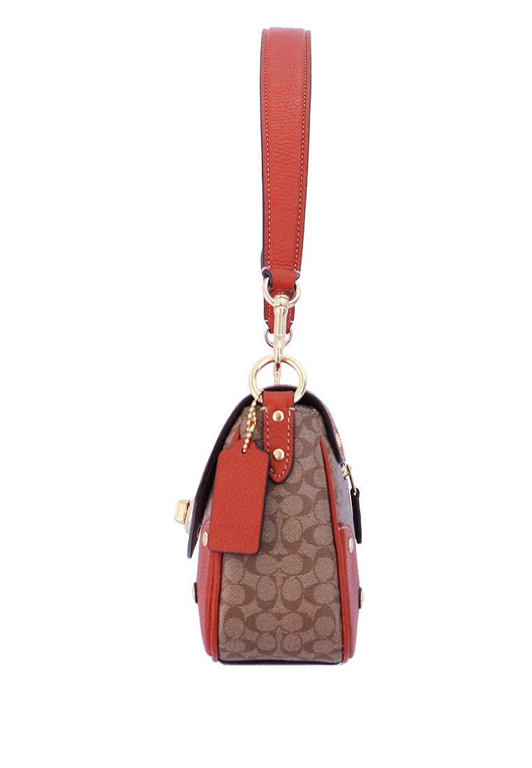 Coach Millie Shoulder Bag In Colorblock Signature Canvas - Brown/Terracotta