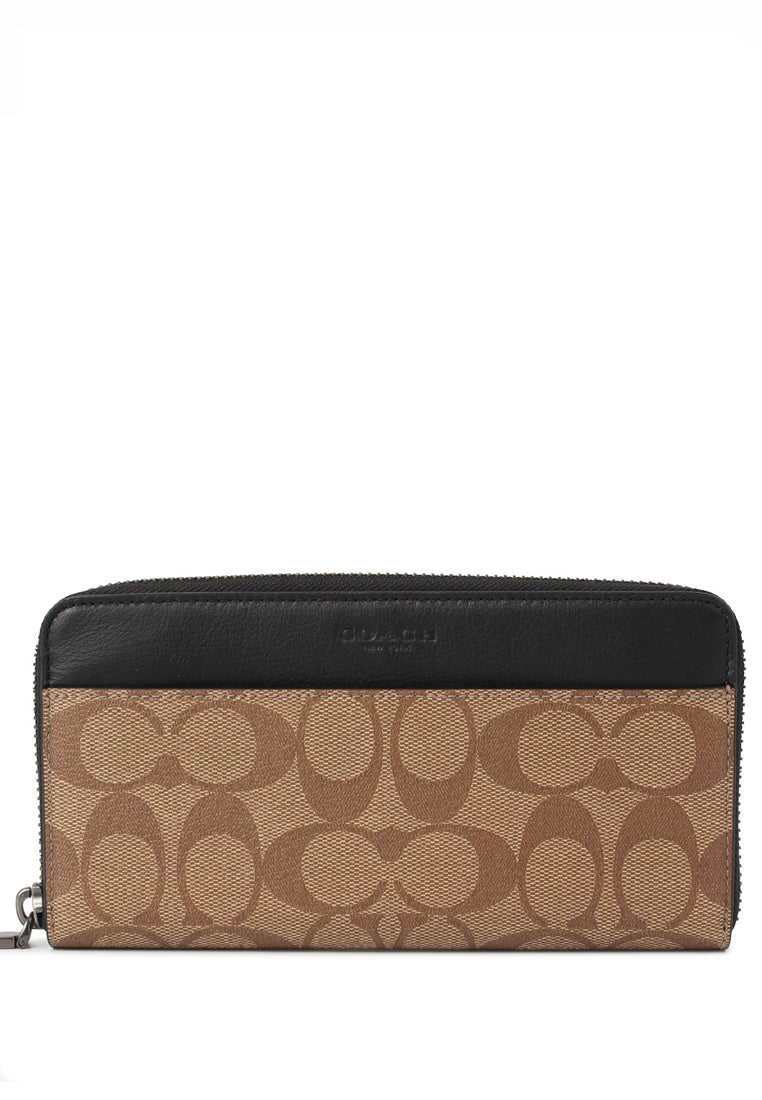 Coach Mens Accordion Wallet In Signature Canvas - Brown