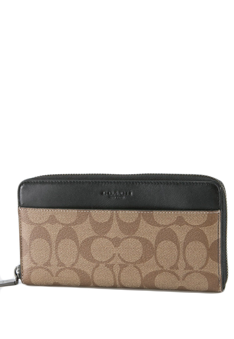 Coach Mens Accordion Wallet In Signature Canvas - Brown