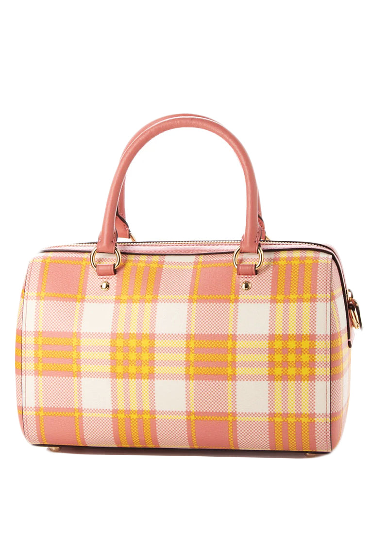 Coach purse Rowan Satchel With Garden Plaid Prin popular