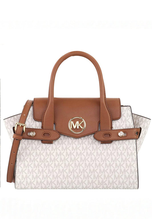 Michael Kors Carmen Medium Logo Satchel - Vanilla