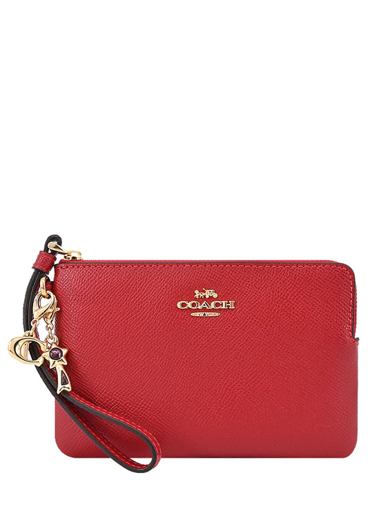 Coach Boxed Corner Zip Wristlet - Red