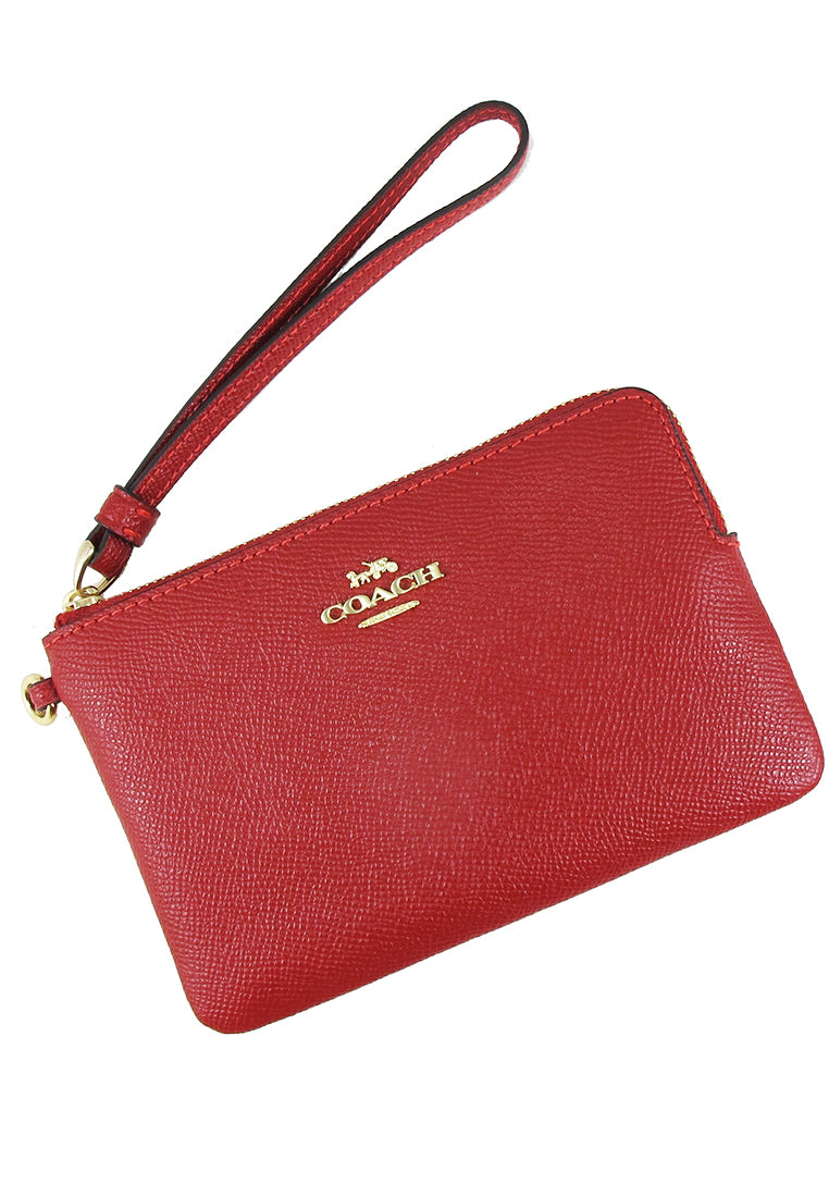 Coach Boxed Corner Zip Wristlet - Red