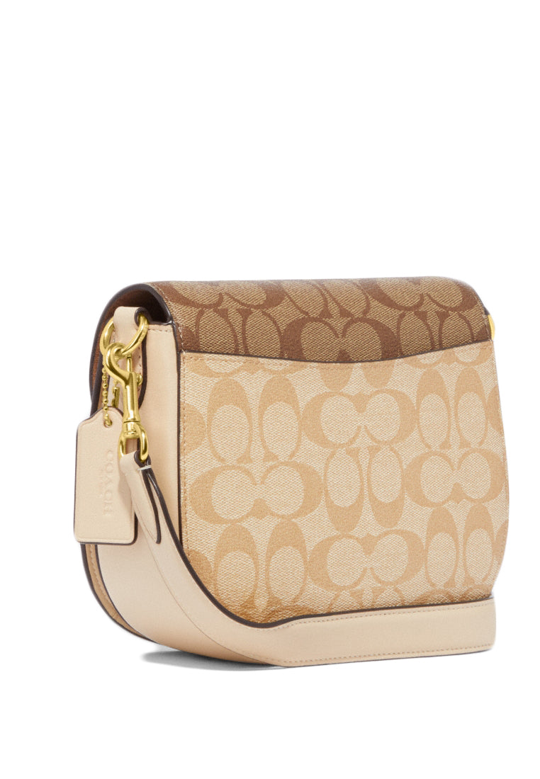 Coach Morgan Saddle Bag In Blocked Signature Canvas - Light Brown