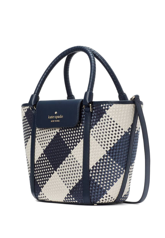 Kate Spade Cruise Gingham Medium Tote - Navy Blue