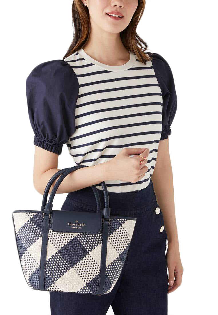 Kate Spade Cruise Gingham Medium Tote - Navy Blue