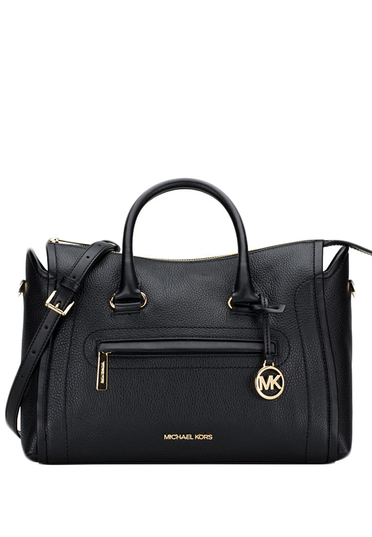 Michael Kors Carine Large Pebbled Leather Satchel - Black