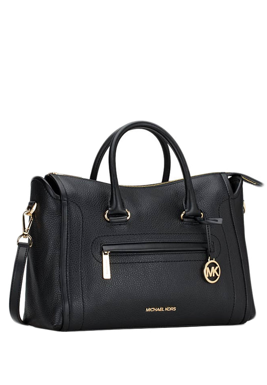 Michael Kors Carine Large Pebbled Leather Satchel - Black