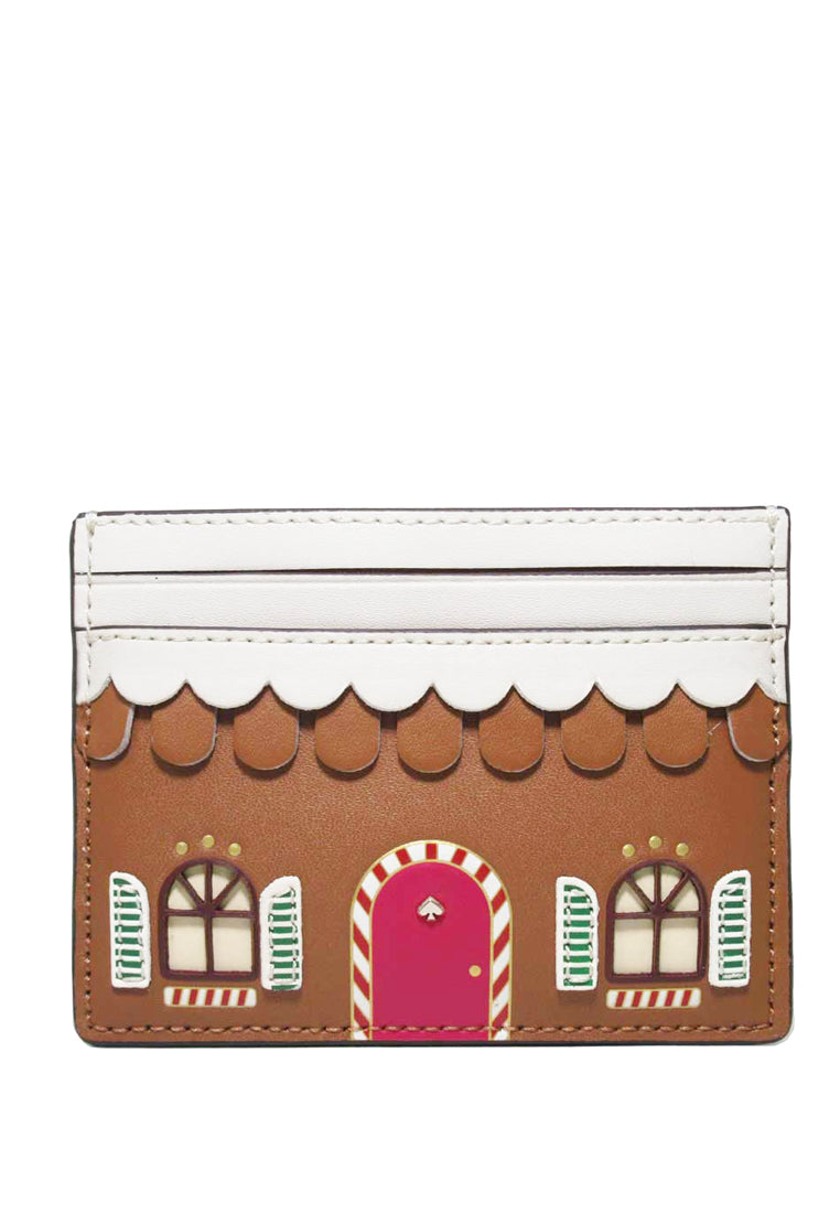 Kate Spade Gingerbread House Small Slim Card Holder - Brown/Multi