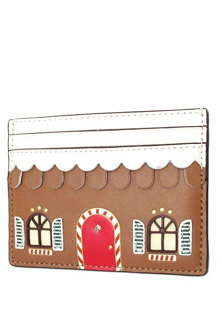 Kate Spade Gingerbread House Small Slim Card Holder - Brown/Multi