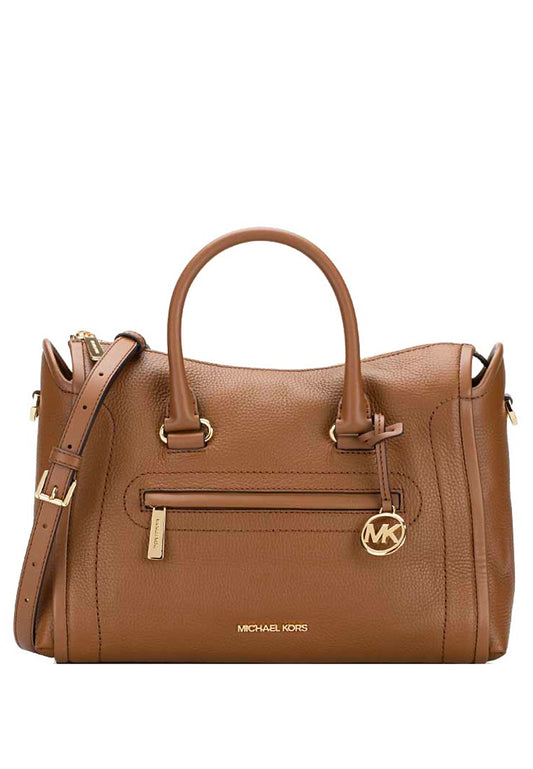 Michael Kors Carine Large Pebbled Leather Satchel - Brown