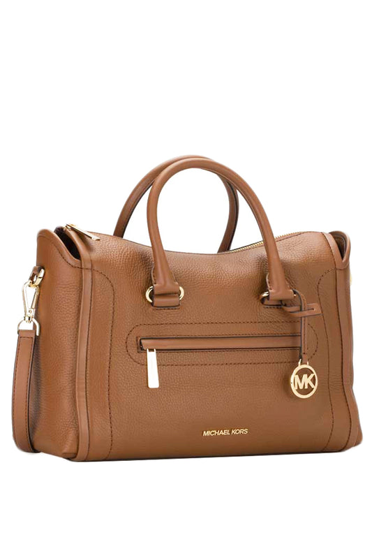 Michael Kors Carine Large Pebbled Leather Satchel - Brown