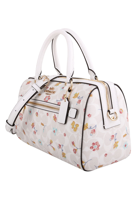 [CLEARANCE] Coach Rowan Satchel In Signature Canvas With Mystical Floral Print - White/Multi