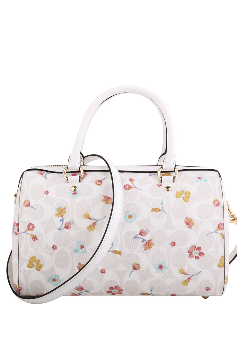 [CLEARANCE] Coach Rowan Satchel In Signature Canvas With Mystical Floral Print - White/Multi