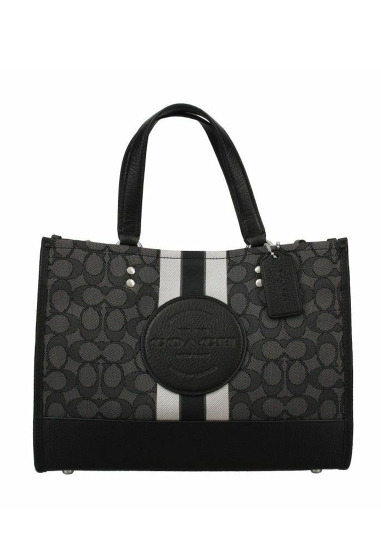 Coach Dempsey Carryall In Signature Jacquard With Stripe And Coach Patch - Smoke Black