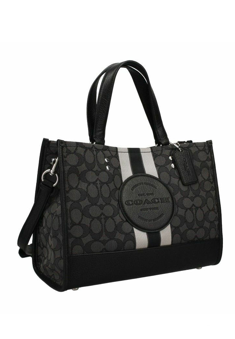 Coach Dempsey Carryall In Signature Jacquard With Stripe And Coach Patch - Smoke Black