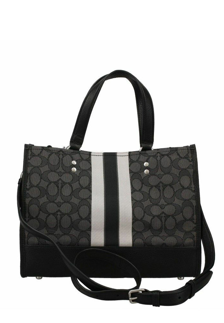 Coach Dempsey Carryall In Signature Jacquard With Stripe And Coach Patch - Smoke Black