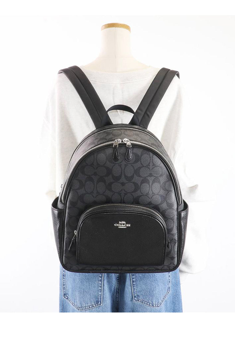 Coach Court Backpack In Signature Canvas - Black